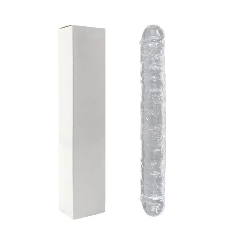 Double Dong – 38 Cm. – Çift Başlı Realistik Lezbiyen Dildo (Jelly Şeffaf Beyaz)
